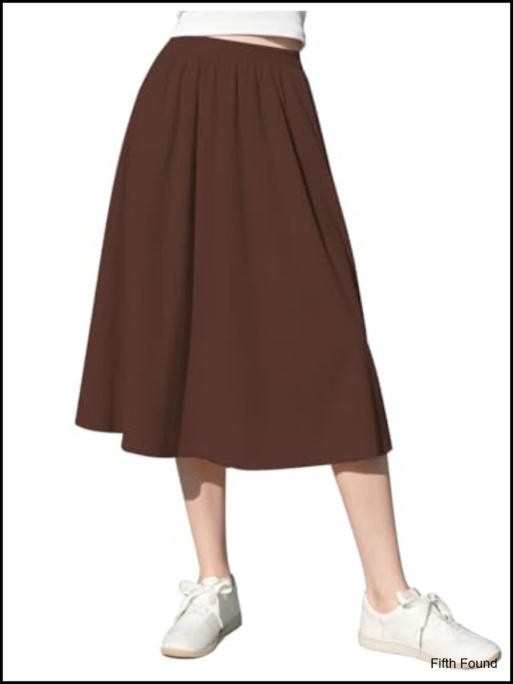 Women's A-Line Midi Skirt High Waist Ribbed Knit Pull On